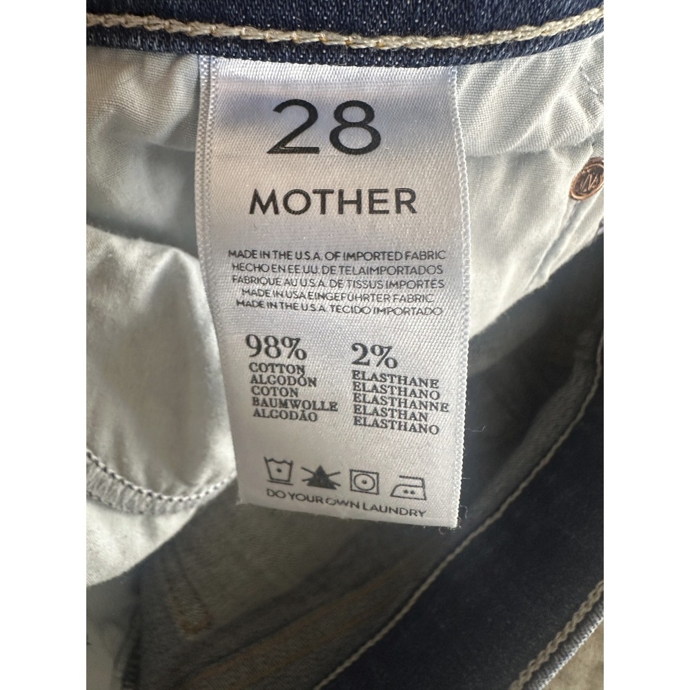 MOTHER The Vamp Distressed Jeans Rough It Up Wash Blue Denim Mid Rise Skinny 28 - Picture 7 of 14
